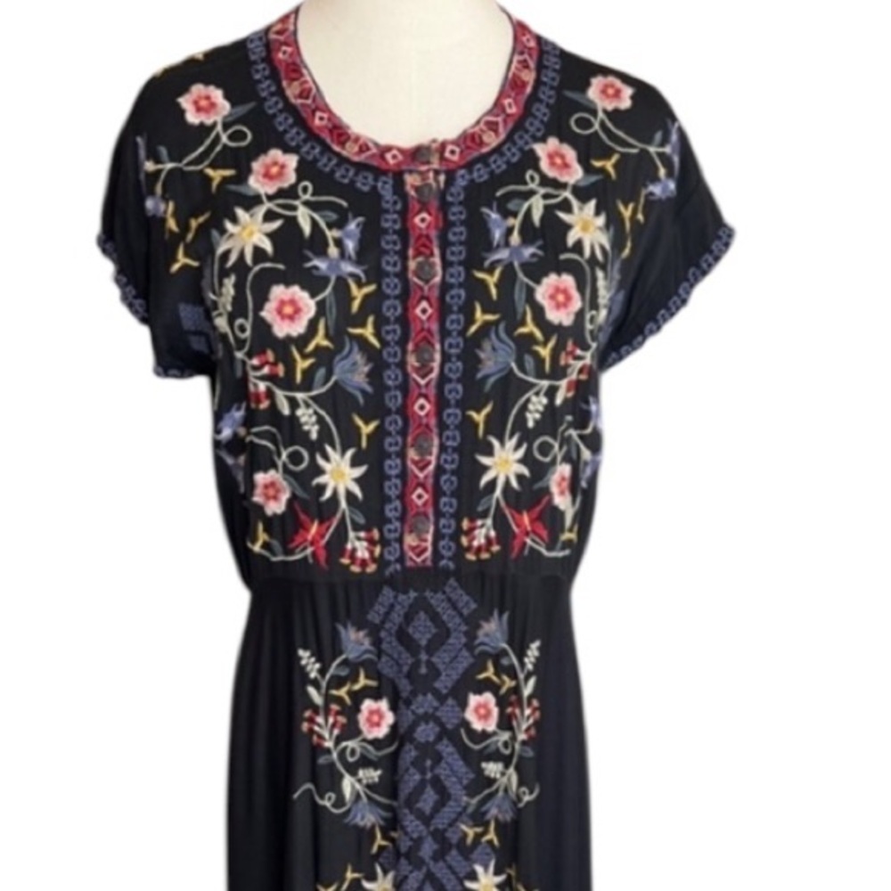 Johnny Was Mariposa heavily embroidered button down Challis Maxi dress - Picture 8 of 13
